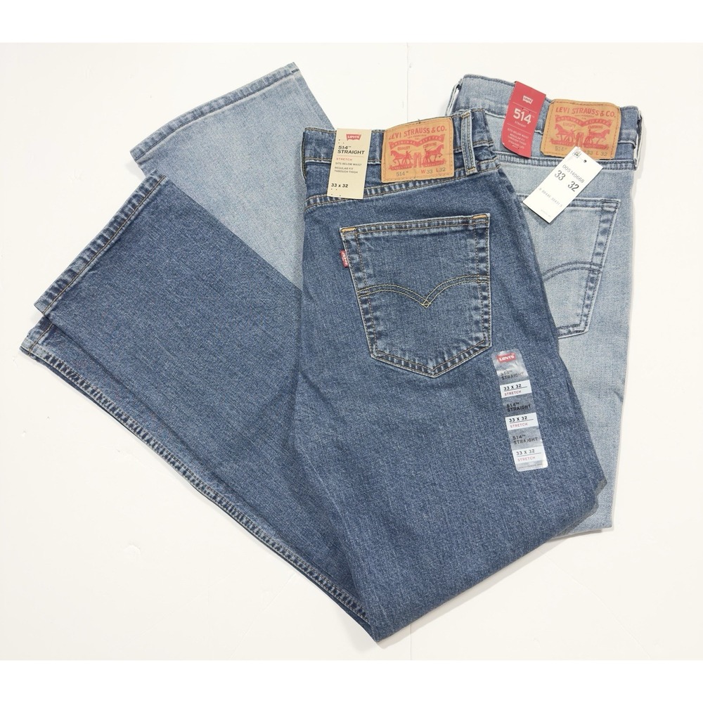 Lot of 2 NWT Levi's Men's 514 Classic Straight Fit Jeans Size 33x32 Stretch USA